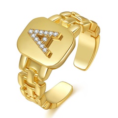 Art und Weisebriefserie überzogenes echtes Goldkupfer offener Ring Großhandel Nihaojewelry