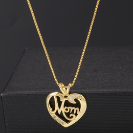 fashion letter Mom microinlaid zircon heartshaped copper necklace wholesale nihaojewelrypicture9