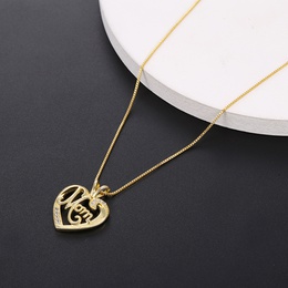 fashion letter Mom microinlaid zircon heartshaped copper necklace wholesale nihaojewelrypicture10