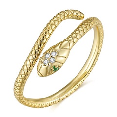 retro snake-shaped copper gold plated opening ring wholesale Nihaojewelry