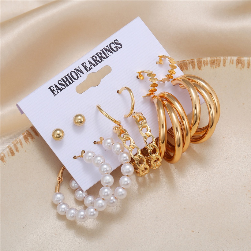 Bijoux Fantaisie Boucles Doreilles | Boucles D39oreilles Gomtriques En Forme De C De Perles De Mode 6 Paires En Gros Nihaojewelry - IV80723