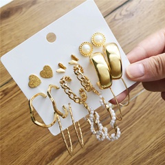einfache geometrische Perlenherz Schmetterling C-förmige Ohrringe 9 Paar Großhandel Nihaojewelry