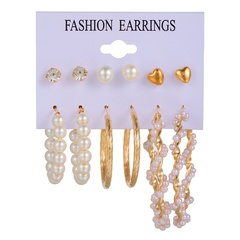 Koreanische Perlenherz C-Form Ohrringe Großhandel Nihaojewelry
