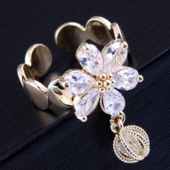 Koreanische vergoldete eingelegte Zirkoniumblüten lassen offene Ringe fallen Großhandel Nihaojewelry