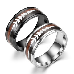 fashion new two-color wood grain arrow titanium steel ring wholesale Nihaojewelry