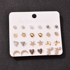 einfache geometrische Strass-Herz-Sterne-Ohrring-Set Großhandel Nihaojewelry