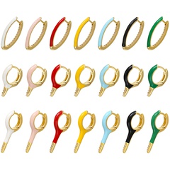 fashion simple candy color oil drip 3 models micro-inlaid color ear buckles wholesale nihaojewelry