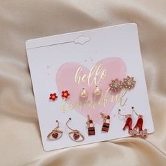 Mode Perlenblume Lippenstift Ohrringe Set Großhandel Nihaojewelry