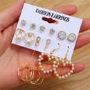 Koreanische Perlenherz Kreis Diamantohrringe 6teiliges Set Grohandel Nihaojewelrypicture10