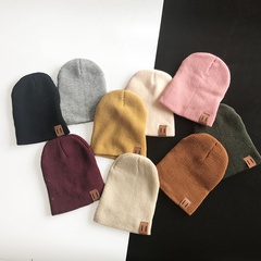 Korean style leather label parent-child knitted hat wholesale Nihaojewelry