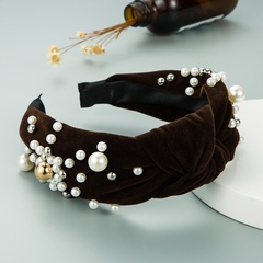 Velvet inlaid pearl knotted headband wholesale Nihaojewelry