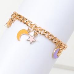 New alloy drop oil five-pointed star moon pendent bracelet wholesale Nihaojewelry