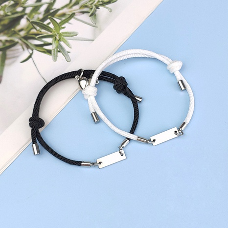 wholesale jewelry heart-shaped magnets stainless steel couple bracelet a pair set nihaojewelry's discount tags
