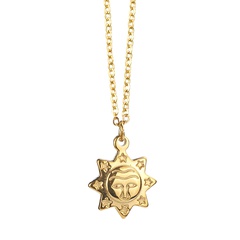 18K three-dimensional double-sided relief star sun titanium steel necklace wholesale nihaojewelry