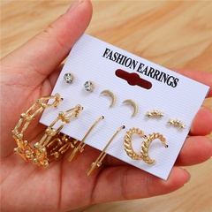 wholesale jewelry five-pointed star moon pin shape earrings 6 piece set nihaojewelry