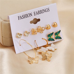 vente en gros bijoux papillon coeur boucles d'oreilles diamant 6 paires ensemble nihaojewelry