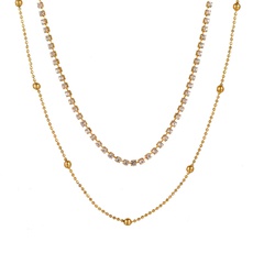 einfache geometrische doppelschichtige perlenkette strasshalskette großhandel nihaojewelry