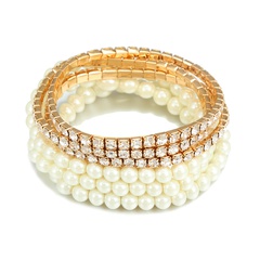wholesale jewelry square diamond pearl splicing bracelet 6 set nihaojewelry