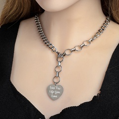 Korea new stainless steel heart-shaped thick chain necklace wholesale nihaojewelry