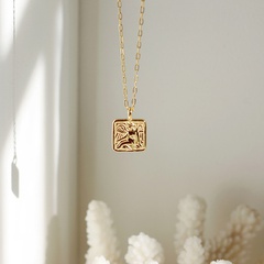 18K fashion three-dimensional casting Cupid square angel titanium steel necklace wholesale nihaojewelry