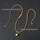 Xl067 OT Buckle Letters More Artificial Pearl Chain Chain Necklace Clavicle Chain Titanium Steel Gold Plated Color Retainingpicture13