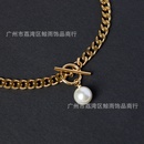 Xl067 OT Buckle Letters More Artificial Pearl Chain Chain Necklace Clavicle Chain Titanium Steel Gold Plated Color Retainingpicture14