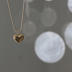 14K Korean Love you letters Beaded Heart Snake Bone Titanium Steel Necklace Wholesale Nihaojewelry