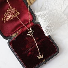 14K Fashion Hollow Crown Y-shaped Tassel Titanium Steel Necklace Wholesale Nihaojewelry