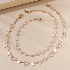 fashion five-star peach heart double-layer alloy glass anklet wholesale Nihaojewelry