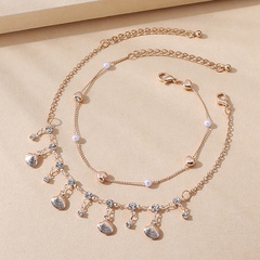 retro creative pearl shell pendent double layer anklet wholesale Nihaojewelry