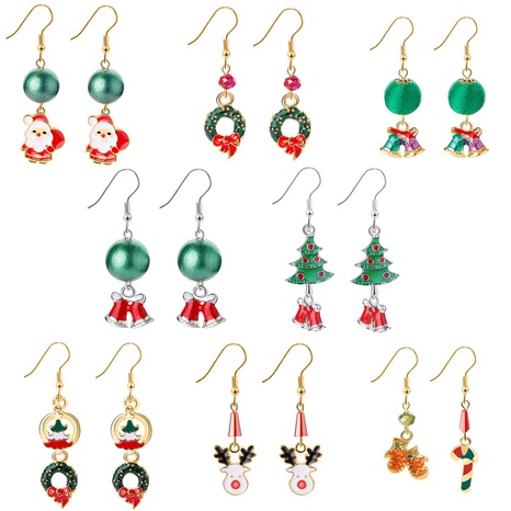 Christmas Elk Christmas Tree Cartoon Bell Santa Claus Earrings Wholesale Nihaojewelry's discount tags
