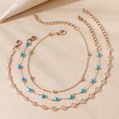 Perles créatives coréennes bracelet de cheville en cuivre multicouche en gros Nihaojewelry