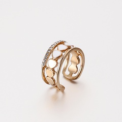 Grenz überschreiten der neuer mehr schicht iger Liebes diamant offener Ring europäische und amerikanische Mode tropfende Öl Herz-zu-Herz-Ring Ring Ring Schwanz ring weiblich