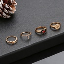 CrossBorder New Arrival Ring Set European and American Fashion Diamond TwoColor Dripping Oil Love HeartShaped Ring Combination 4Piece Ring Femalepicture11