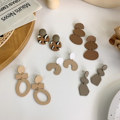 wholesale jewelry coffee color soft pottery geometric pendant earrings nihaojewelry