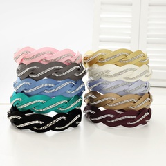 Korean solid color fabric braid diamond headband wholesale Nihaojewelry
