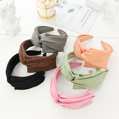 Korean solid color wide-brimmed fabric cross-folding headband wholesale Nihaojewelry