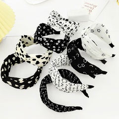 Korean Style Internet Celebrity Wide-Brimmed Letter Headband Creative Smiley Face Flower Hairpin Fabric Cross Hair Fixer Face Wash Hair Bands F614