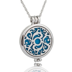 wholesale jewelry hollow wave luminous aromatherapy pendant stainless steel necklace nihaojewelry