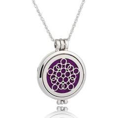 wholesale jewelry hollow circles luminous aromatherapy pendant stainless steel necklace nihaojewelry