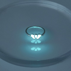 Halloween dark blue luminous double heart-shaped ring wholesale Nihaojewelry