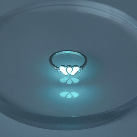 Halloween dark blue luminous double heart-shaped ring wholesale Nihaojewelry's discount tags