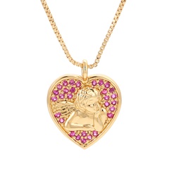 Korea fashion micro-inlaid zircon angel color heart copper necklace wholesale nihaojewelry