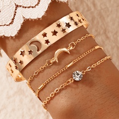 fashion hollow star moon diamond bracelet four-piece set wholesale Nihaojewelry