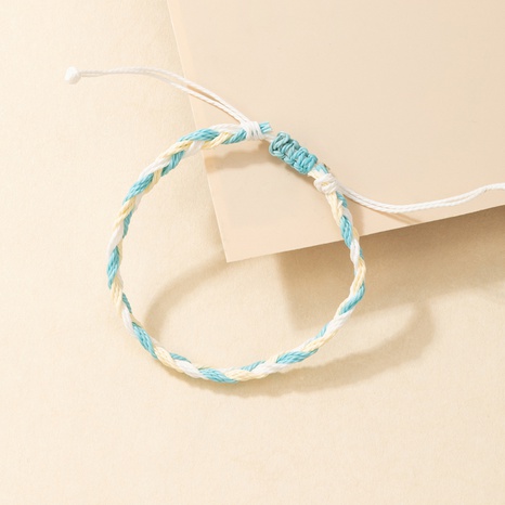 new simple blue beige three-color braided rope bracelet wholesale Nihaojewelry's discount tags
