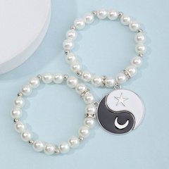 wholesale jewelry black white stars moon Tai Chi pearl children's bracelet set nihaojewelry