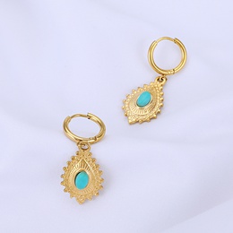 wholesale new simple stainless steel oval turquoise necklace pendant Nihaojewelrypicture7
