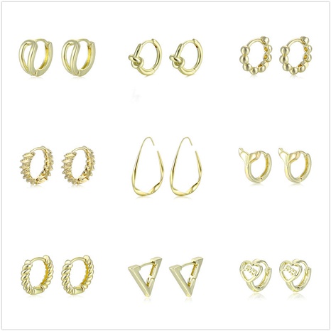 vente en gros bijoux boucles d'oreilles en cuivre géométriques en forme de C nihaojewelry's discount tags