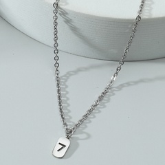 Wholesale Lucky Number 7 Square pendent Stainless Steel Necklace Nihaojewelry