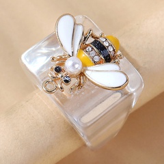 wholesale jewelry bee dripping oil transparent wide ring nihaojewelry